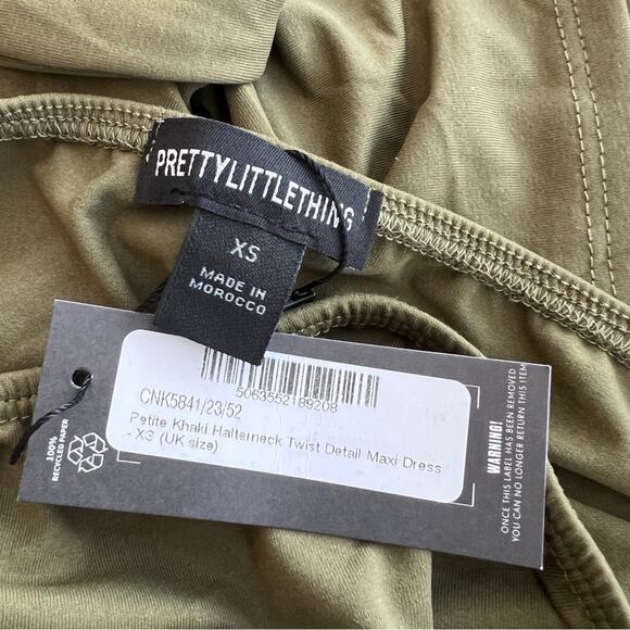 New PLT Petite Khaki Halterneck Twist Detail Maxi Dress UK SIZE XS (US 00/0) - Picture 8 of 9